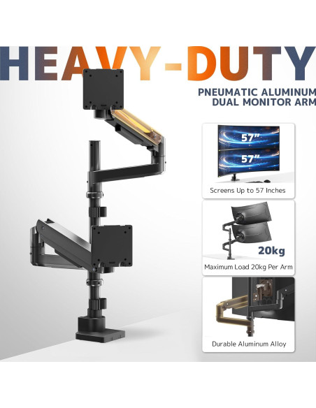 Soporte Doble para Monitor PUTORSEN Negro 17-57" Ajustable