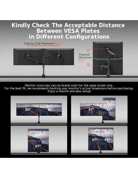 Soporte Doble para Monitor PUTORSEN Negro 17-57" Ajustable
