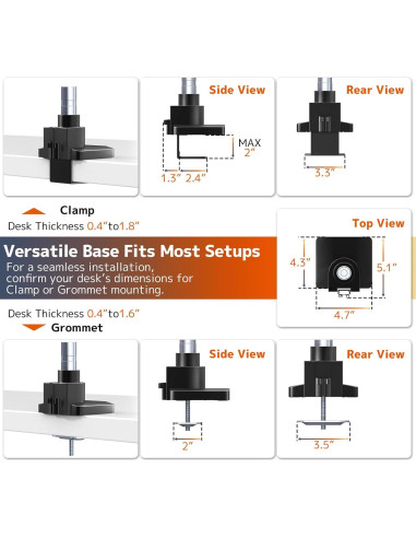 Soporte Doble para Monitor PUTORSEN Negro 17-57" Ajustable