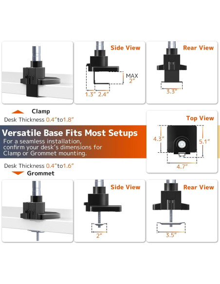 Soporte Doble para Monitor PUTORSEN Negro 17-57" Ajustable