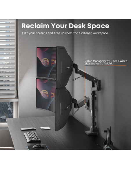 Soporte Doble para Monitor PUTORSEN Negro 17-57" Ajustable