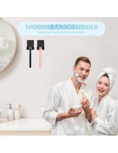 Soporte de Afeitar de Pared VIS'V, 2 Ganchos Adhesivos Negro