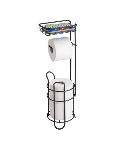 Soporte de Papel Higiénico de Pie Libre mDesign - Negro Mate