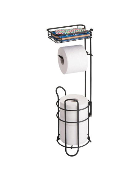 Soporte de Papel Higiénico de Pie Libre mDesign - Negro Mate
