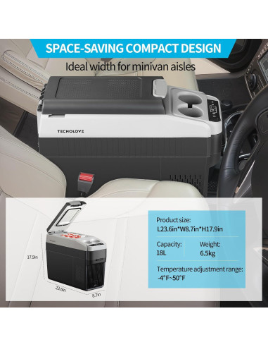 Nevera Portátil Eléctrica Tecnolove 18L 12V/110V para Coche