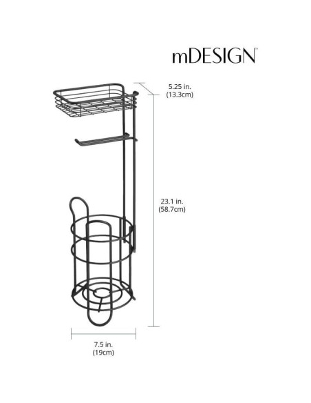 Soporte de Papel Higiénico de Pie Libre mDesign - Negro Mate