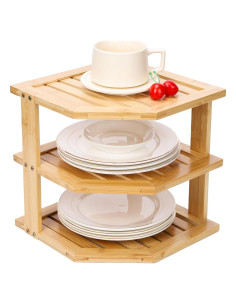 Organizador de Esquina de Bambú ZHESONOM 3 Niveles 24.9 cm