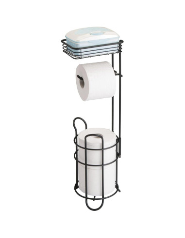 Soporte de Papel Higiénico de Pie Libre mDesign - Negro Mate