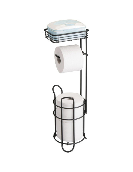 Soporte de Papel Higiénico de Pie Libre mDesign - Negro Mate