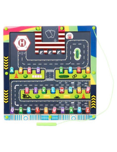 Laberinto Magnético de Madera Aeropuerto 2 en 1 para Niños