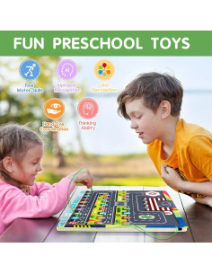 Laberinto Magnético de Madera Aeropuerto 2 en 1 para Niños 2