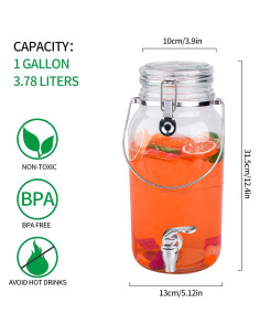 Dispensadores de Bebidas de Vidrio Eleganttime 3.78L - Paquete de 2 2