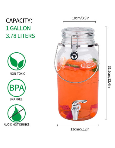 Dispensadores de Bebidas de Vidrio Eleganttime 3.78L - Paquete de 2