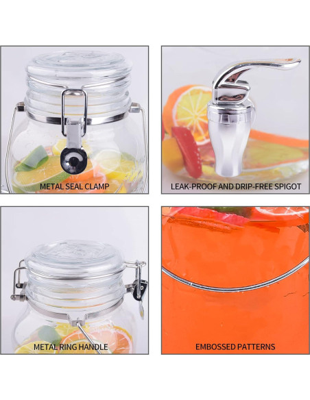 Dispensadores de Bebidas de Vidrio Eleganttime 3.78L - Paquete de 2