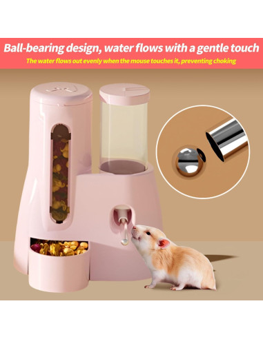 Botella y Dispensador 2-en-1 para Hámster Rosa 120ml