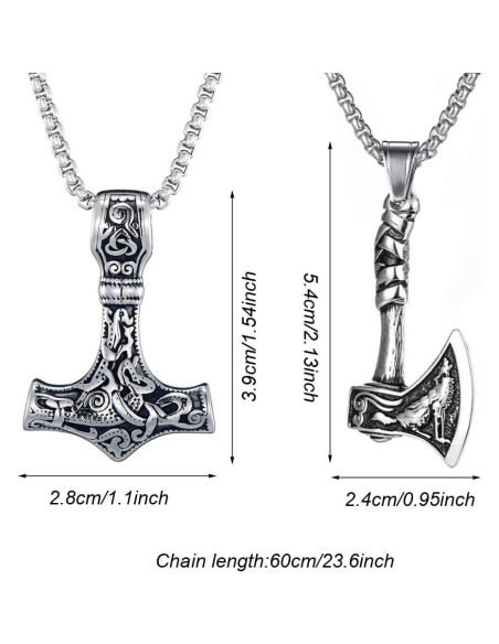 Conjunto de Collares de Martillo y Hacha Weenkeey - Plata