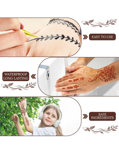 Kit de Tatuajes Temporales Pllusjoys 10 Hojas 6 Conos Colores