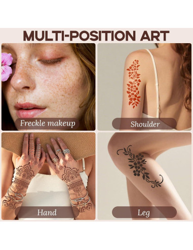 Kit de Tatuajes Temporales Pllusjoys 10 Hojas 6 Conos Colores