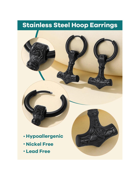 Pendientes Vikingos Masculinos Supcare Acero Inoxidable