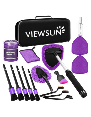 Kit de Limpieza Interior de Coche Viewsun 17 Piezas Púrpura