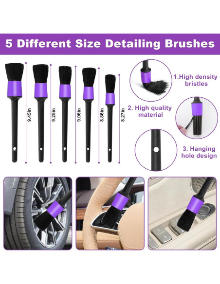 Kit de Limpieza Interior de Coche Viewsun 17 Piezas Púrpura