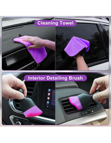 Kit de Limpieza Interior de Coche Viewsun 17 Piezas Púrpura