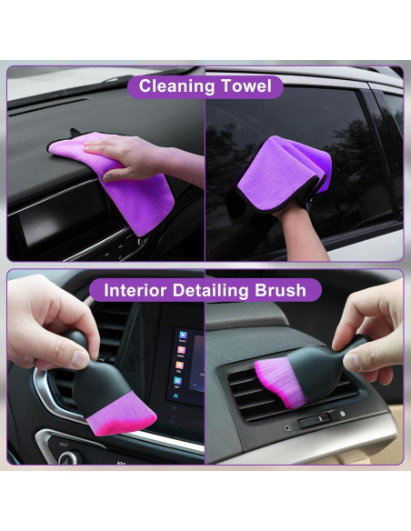 Kit de Limpieza Interior de Coche Viewsun 17 Piezas Púrpura