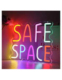 Cartel de Neón Espacio Seguro GleamNeon 23.9x29 cm LED