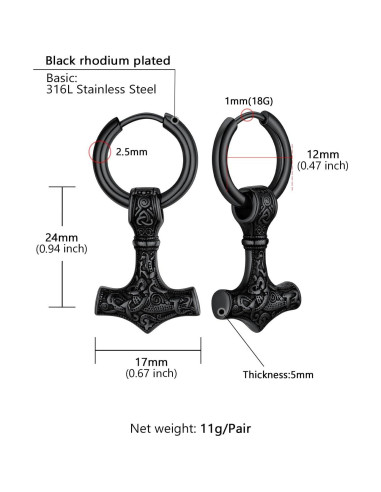 Pendientes Vikingos Masculinos Supcare Acero Inoxidable