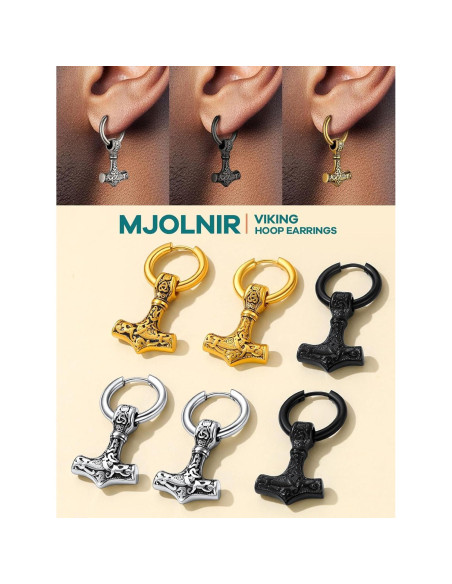 Pendientes Vikingos Masculinos Supcare Acero Inoxidable