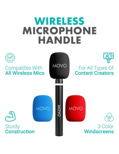 Mango de Micrófono Inalámbrico Movo WMX-HM2 para DJI Mic y Rode GO II 2