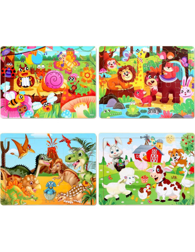 Rompecabezas de Madera 24 Piezas Animales para Niños 3-6 Años