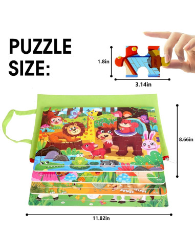 Rompecabezas de Madera 24 Piezas Animales para Niños 3-6 Años