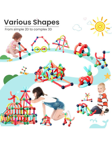 BAKAM Bloques Magnéticos 25PCS Juguetes STEM para Niños 4-8 Años