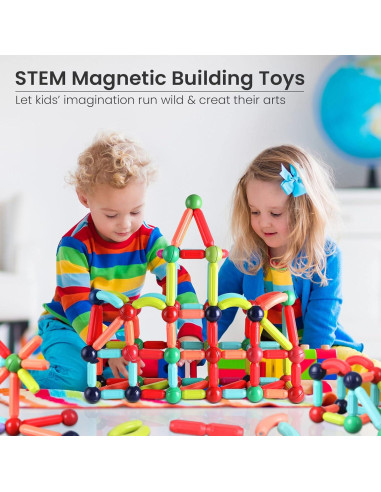 BAKAM Bloques Magnéticos 25PCS Juguetes STEM para Niños 4-8 Años