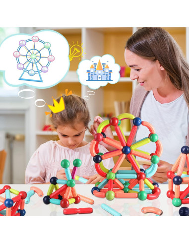BAKAM Bloques Magnéticos 25PCS Juguetes STEM para Niños 4-8 Años