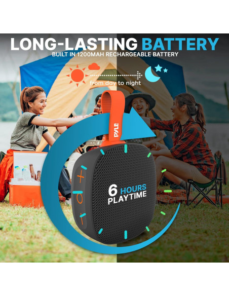 Altavoz Mini Inalámbrico Bluetooth Pyle PCLSB1BK.6 - IPX7, 5W