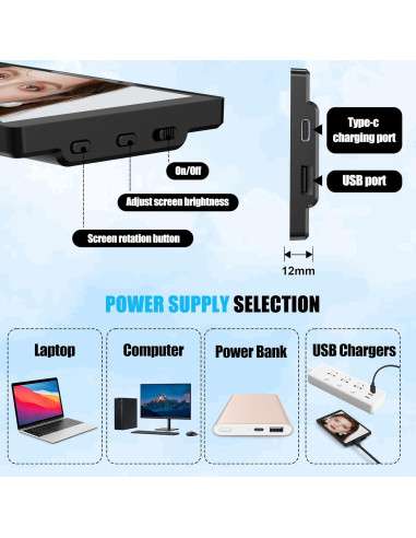 Monitor de Selfie USBERG 5" HD con Control Remoto Bluetooth