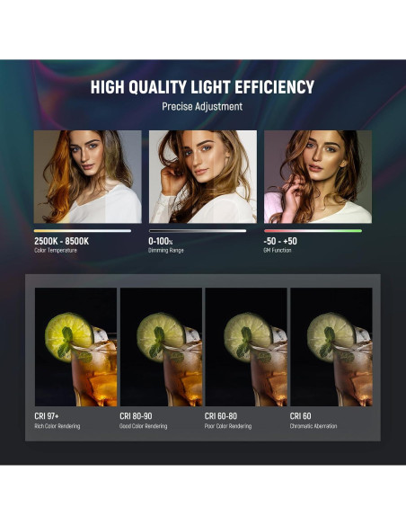 Kit de Luz LED NEEWER FS150 y TL97C RGB Portátil 130W