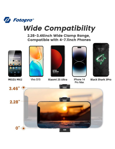Soporte de trípode Fotopro SJ-98 para teléfono ajustable