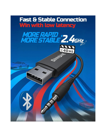 Auriculares Inalámbricos para Juegos BINNUNE BW02 7.1, 40h Batería Auriculares Inalámbricos para Juegos BINNUNE BW02 7.1, 40h Batería