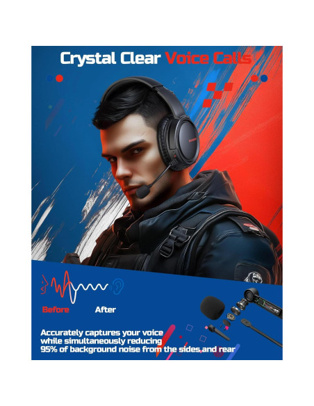Auriculares Inalámbricos para Juegos BINNUNE BW02 7.1, 40h Batería Auriculares Inalámbricos para Juegos BINNUNE BW02 7.1, 40h Batería