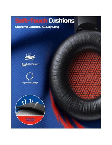 Auriculares Inalámbricos para Juegos BINNUNE BW02 7.1, 40h Batería