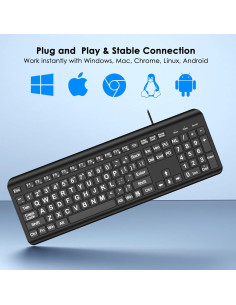Teclado USB de Letra Grande EDJO para PC y Laptop - Ergonomía y Visibilidad 2