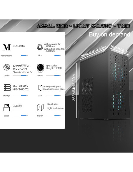 Caja de PC Micro ATX TGDGAMER H6-3000 Airflow, Negro