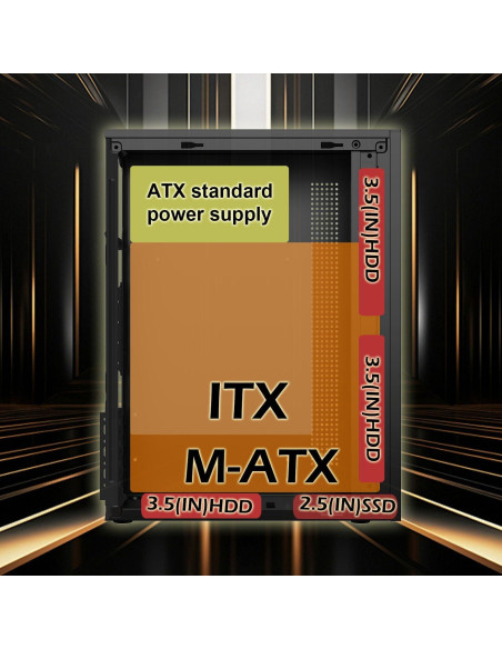 Caja de PC Micro ATX TGDGAMER H6-3000 Airflow, Negro