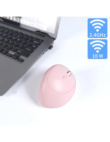 Ratón Vertical Ergonómico Inalámbrico Bluetooth Dtobhars Rosa 1600 DPI