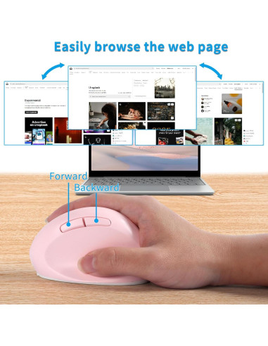 Ratón Vertical Ergonómico Inalámbrico Bluetooth Dtobhars Rosa 1600 DPI