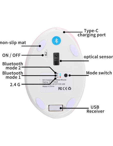 Ratón Vertical Ergonómico Inalámbrico Bluetooth Dtobhars Rosa 1600 DPI Ratón Vertical Ergonómico Inalámbrico Bluetooth Dtobhars Rosa 1600 DPI