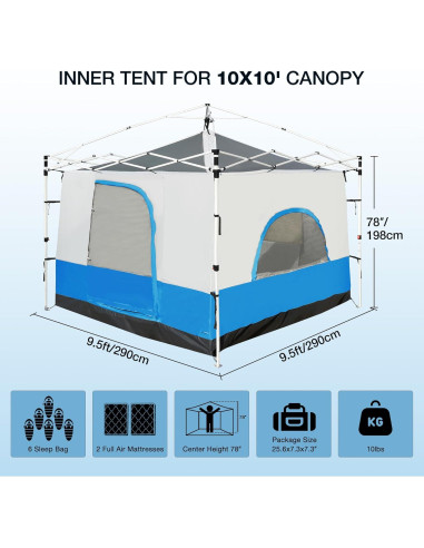 Tienda Interior de Camping REDCAMP 2.99x3.02m para 4-6 Personas